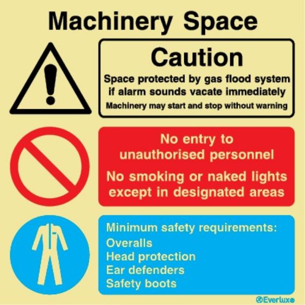 Refrigerated space - warning,  prohibition and mandatory sign 